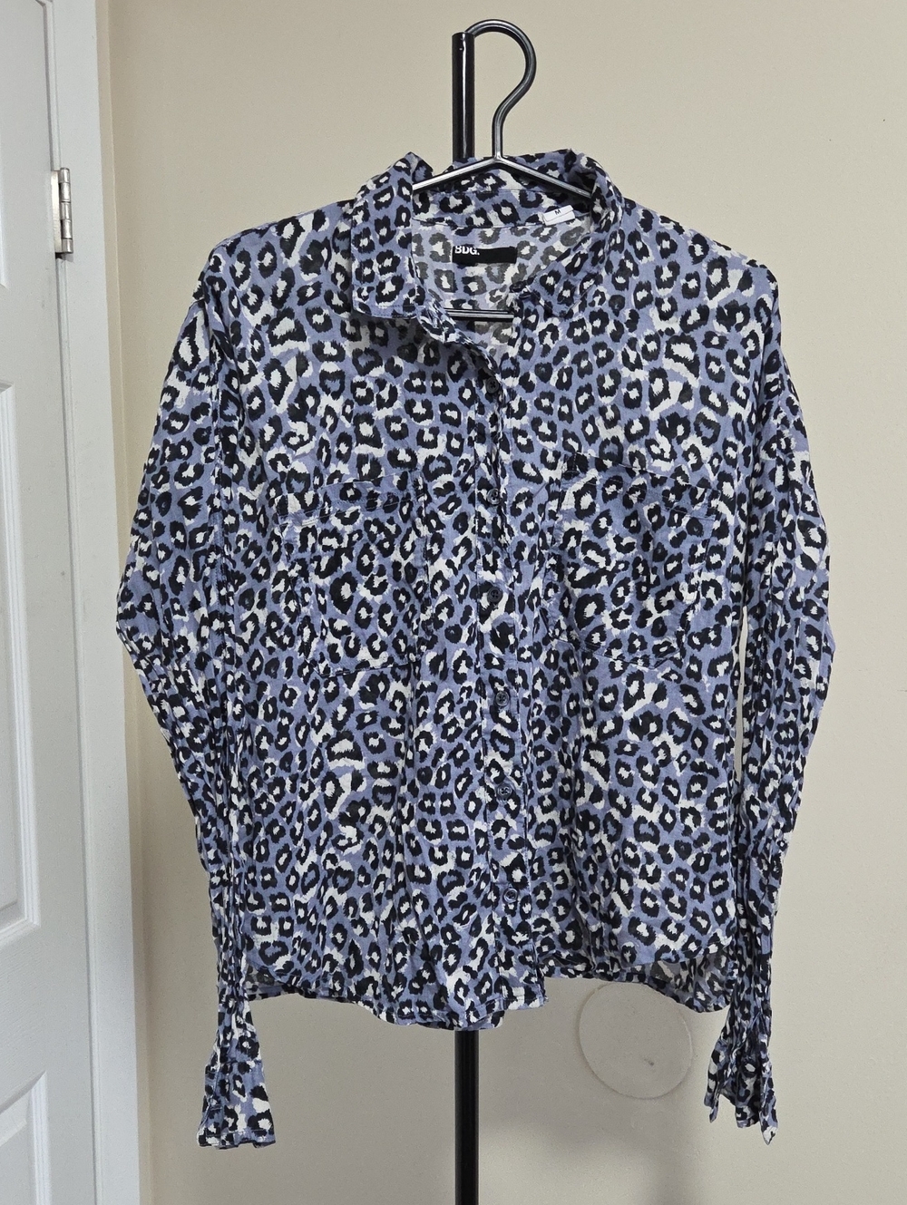 BDG Blue Leopard Print Button-Down Shirt